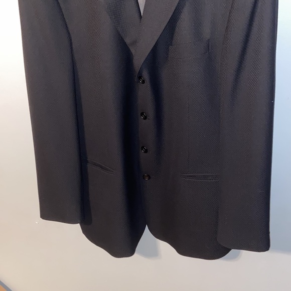 Monsieur by Givenchy 100% Worsted Wool Black Textured Suit Jacket Size 46L - Picture 3 of 9